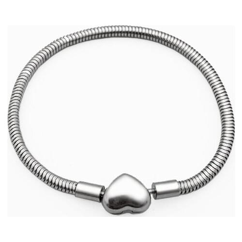 Titanium Steel European and American Bracelet Heart-shaped Round Snake Chain Bracelet Trend All-match Bracelet