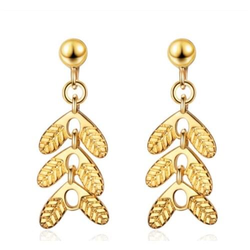 TJP Fashion 925 Sterling Silver Earrings For Women Accessories Hot Exquisite Crystal Gold Leaf Stud Earrings Lady Jewelry Trendy