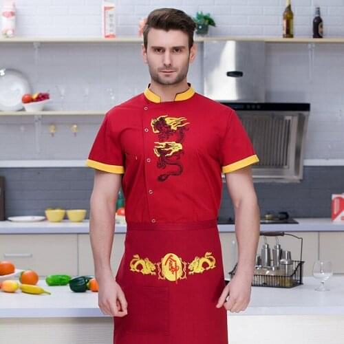 High Quality Chef Uniform Short Sleeve Summer Work Clothing Mens Kitchen Cook Jacket Chef Master White Coat Uniforms B-6552