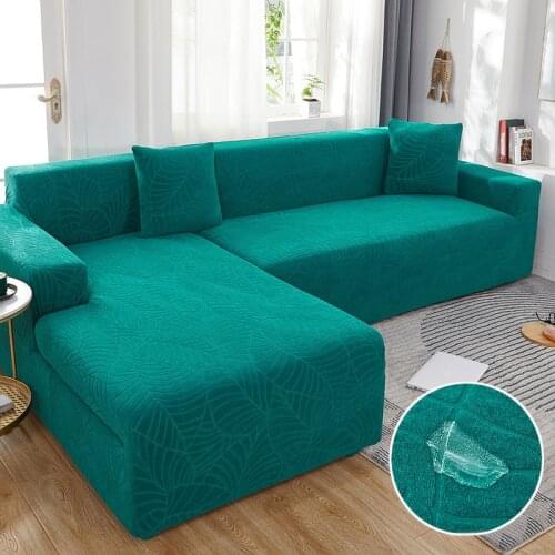Leaves Jacquard Sofa Covers For Living Room Waterproof Solid Color Thicken Couch Cover L Shape Corner Sectional Slipcover
