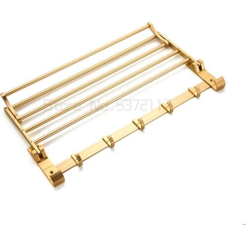 Golden towel rack toilet storage rack toilet folding bath towel rack wall hanging bathroom rack