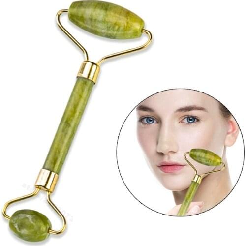 1pc for Face Green Jade Roller Massager Natural Stone Slimming Lift Massage Facial Tools for Chin Neck Beauty Skin Care Tools