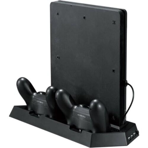 2 in 1 Vertical Stand Cooling Fan Charger For Ps4/ps4 Slim Console Charging Station Dual Charger Ports USB