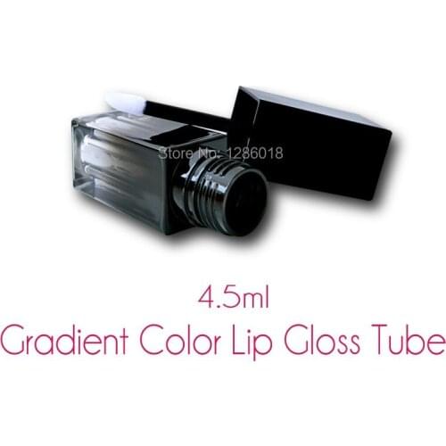 200PCS Black Gradient color Square Acrylic Lip Gloss Tube 4.5ML Refillable Lipgloss Bottle Cosmetic Packaging Tube