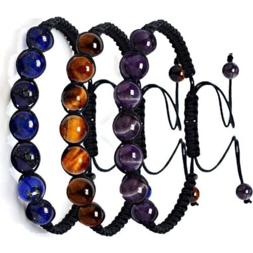 2020Simple Seven color seven Chakra Bracelet treatment spirit Qi stone prayer balance bead Yoga knitting Bracelet