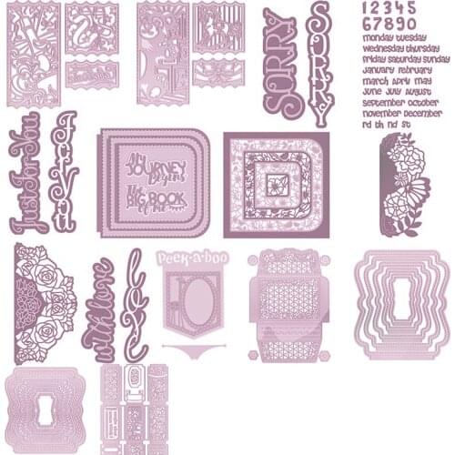 3D Box Month Words Backgrounds Metal Cutting Dies For Scrapbooking Craft Die Embossing Stencil Cut Card Making Photo Album