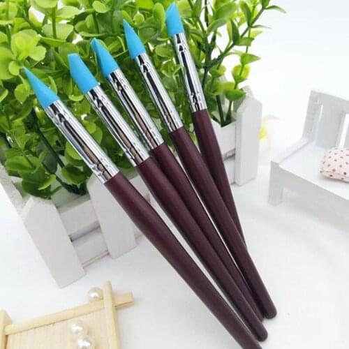 5pcs Wood Handle Silicone Rubber Clay Shaper Sculpting Polymer Modelling Pottery Tools Set For DIY Crafts