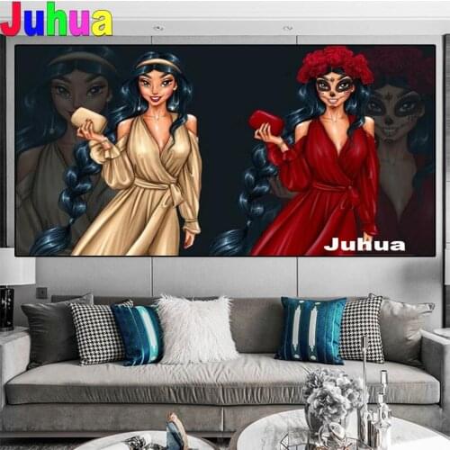 5D DIY Diamond Painting Dream Princess Tattoos Woman Cross Stitch Diamond Embroidery Cartoon Bead Embroidery Home Decor Mosaic