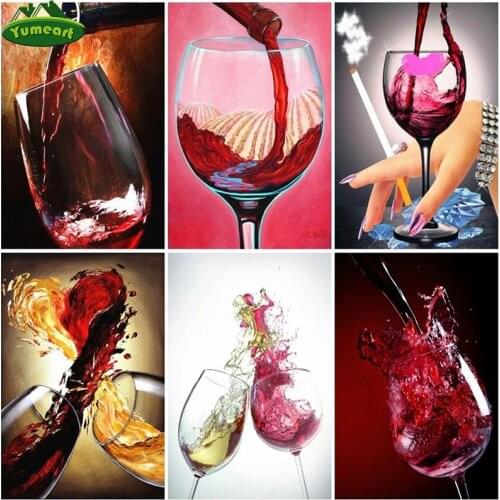 5D DIY Diamond Painting by Number Cross Stitch Full Square Red Wine Diamond Embroidery Sale Rhinestone Picture Diamond Mosaic
