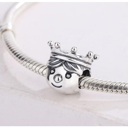 925 Sterling Silver New-Born Prince Bead Pendant Charms Bracelet Cute Gift For Christmas DIY Jewelry Making For Pandora