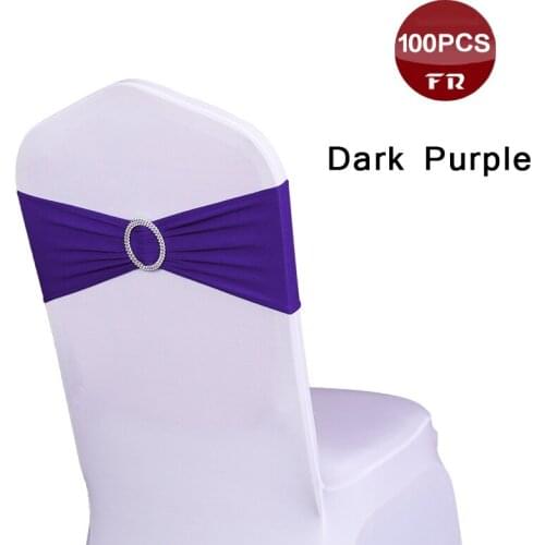 Free Shipping 100PC Elastic Chair Band Polyester Lycra Spandex Chair Sashes with Ring for Wedding Party Chair Cover Decoration