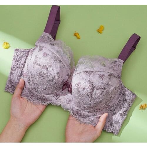 Minimizer Bras for Women Full Coverage Non Padded Underwire Lace Embroideried Plus Size Bra Female Lingerie 32 34 36 38 40 C D E