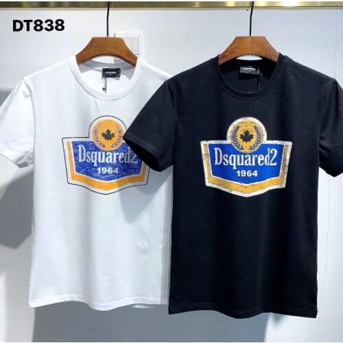 Dsquared2 Classic Men/Women Street Hip-Hop Round Neck Short-Sleeved T-Shirt Cotton Locomotive Letter Printing Casual Tee DT838