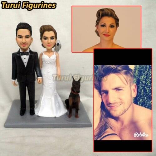 Turui Figurines custom wedding invitation cake topper dress suits ring personalised with name and date wedding sticker gift