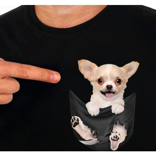 Pet Dog T-Shirt Fashion Brand Summer Pocket Chihuahua 3D Printed T-shirt Mens for Women Shirts Hip Hop Tops Funny Cotton Tees