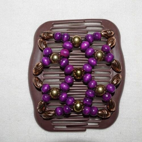 Classical art Golden purple shining beads comb 20 pcs / lot Magic Strecthy Hair Combs Double Clips Combs Hair Hairpins