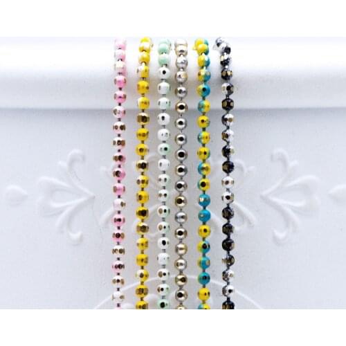 Dainty Faceted Brass Ball Chain 1.6mm, Multi Colors Tiny Chains (#LK-256)/ 5 Meters=16.5ft