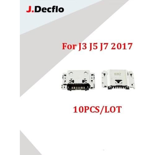 JDecflo 10Pcs/Lot Micro Mini USB Charging Port Dock Jack Socket Connector For Samsung Galaxy J3 J330 J5 J530 J530F J7 J730 2017