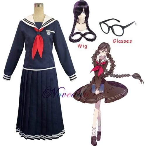 Anime Danganronpa Dangan-Ronpa 2 Toko Fukawa Cosplay Costume School Uniform Costume With Wig Glasses