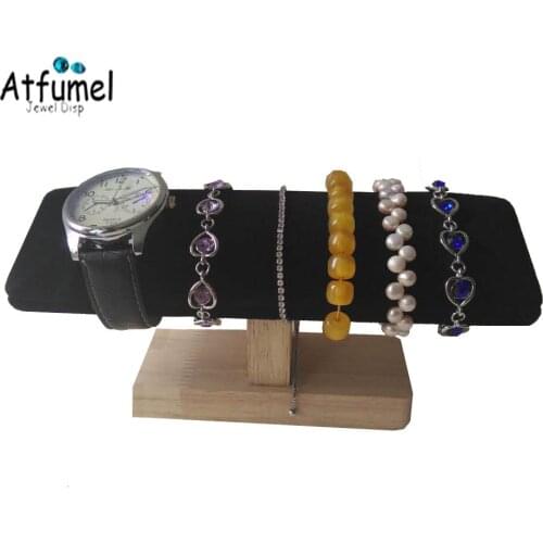 Creative Wooden Bangle Chain Jewelry Display Stand Velvet PU Necklace Headband Organize Show Holder Rack Stand 4 Color Available