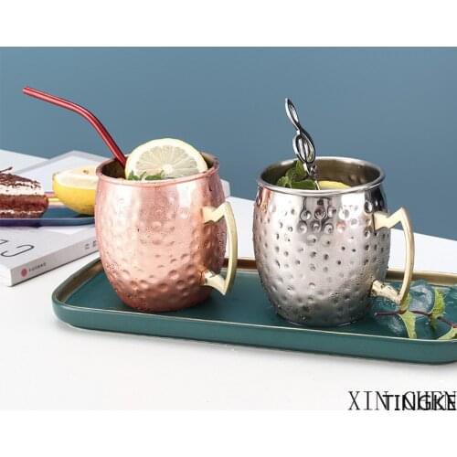 500ml Moscow mule cup, copper plated cup, 304 stainless steel mug, cocktail glass, coffee cup, beer glass, travel glass