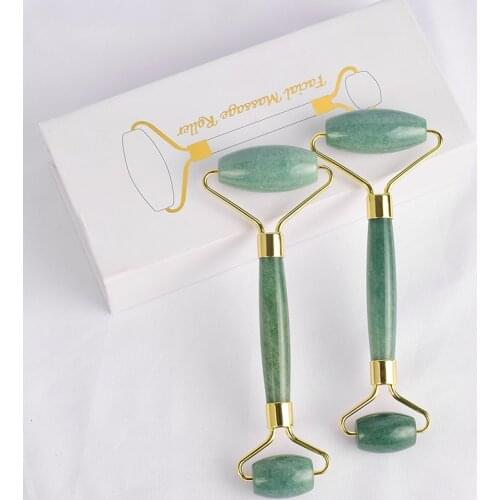 Facial Massager Tool Jade Roller Thick Stick Natural Green Aventurine Crystal Stone Anti Aging Wrinkle Cellulite Face Lift Box