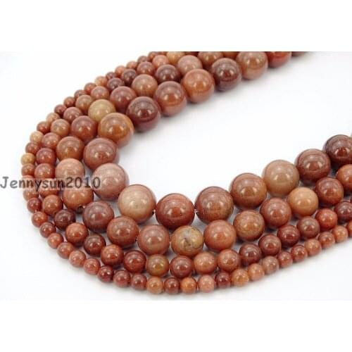 Natural African Blood Jas-per Gems Stones Round Spacer Loose Beads 15.5'' Strand for Jewelry Making Crafts 5 Strands/Pack