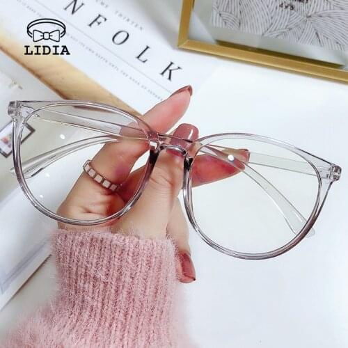 Unisex New Large Frame Anti Blue Light Glasses Fashion Transparent Frames Round Solid Color Eyewear Vintage Proof Plain Glasses