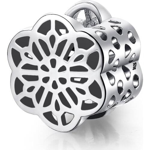 Hot Sale Silver Color Charm Bead Simplicity Hollow Flower Beads For Original Pandora Charm Bracelets & Bangles Jewelry