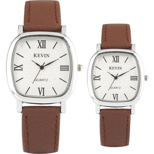 Luxury Couple Watches Quartz Movement Fashion Brown Leather Watch Band Lovers Casual Watch Gifts Men Women Wristwatches