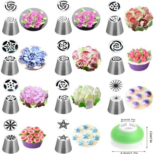Russian Drop Rose Tulip Icing Piping Nozzles Stainless Steel Flower Cream Pastry Tips Nozzles Bag Cupcake Cake Decorating Tools