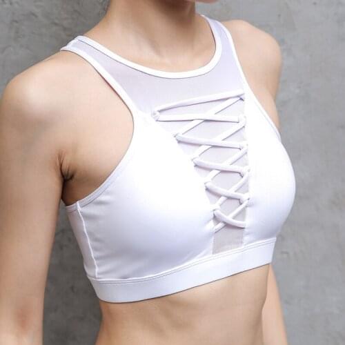 High Neck Sports Bra For Women Fitness Bra Push Up Crop Top Workout Yoga Bra Tank Top Underwear Padded Running Gym Athletic Vest
