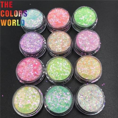 TCT-566 Hexagon Iridescent Colorful Nails Glitter Nail Art Decoration 청키 글리터 네일 아트 Tumbler Crafts Manicure Festival Accessories