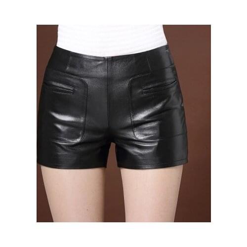 Top brand All Women Slim match Sheep Leather Shorts high quality