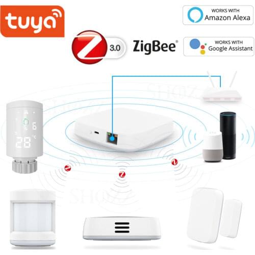 Tuya Zigbee Alarm Kit Smart Home PIR Sensor Door Sensor Temperature Humidity Sensor TRV Works with Alexa and Google Home
