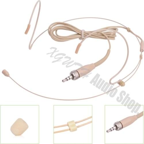 Skin 3.5mm Jack Stereo Screw Lock Double Earhook Mic Headworn Headset Microphone For Sennheiser G1 G2 G3 G4 Wireless Beltpack
