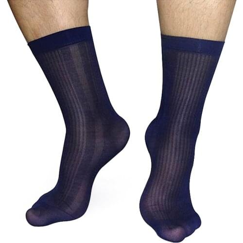 Ultra Thin Mens Socks Striped Solid Color High Quality Nylon Silk Sexy Gay Socks Formal Dress Suits Socks Sheer Socks Male