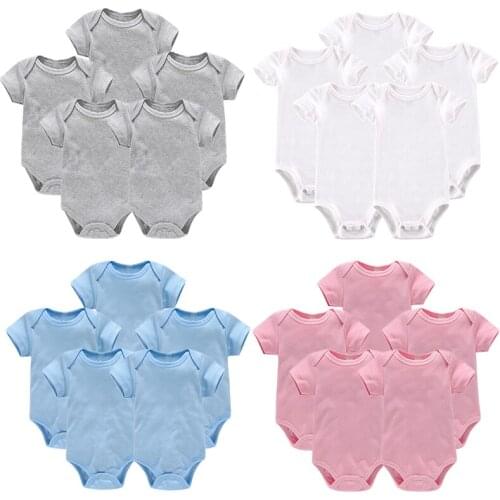 Unisex 5 Pack Short Baby Clothes 100% Cotton For Girls Boys Sleeve Bodysuit Onesie