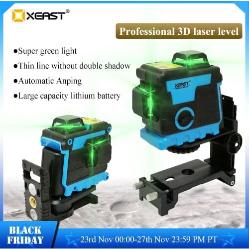 XEAST 12 Lines 3D Self-Leveling Laser Level 360 Horizontal and Vertical Cross Super Powerful green Laser Line