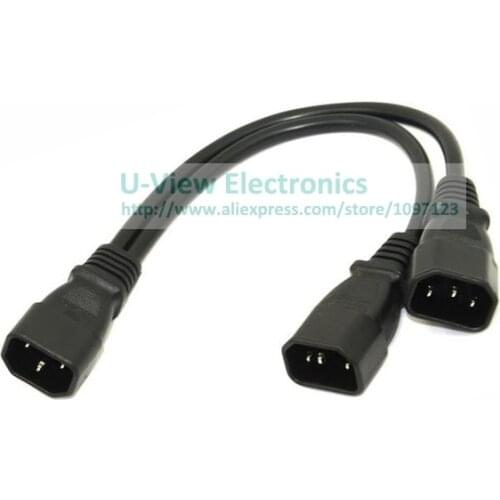 Y Type Splitter Power Adapter Cable, Single C14 Socket to Dual C14 Power IEC320 Cable About 20CM/Free DHL Shipping/50PCS