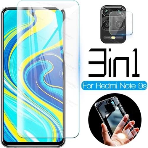 3-in-1 Soft Shell For Xiaomi Redmi Note 9s 9 Pro Max 9Pro Note9s Camera Lens Film Tempered Glass Phone Armored Case Full Cover