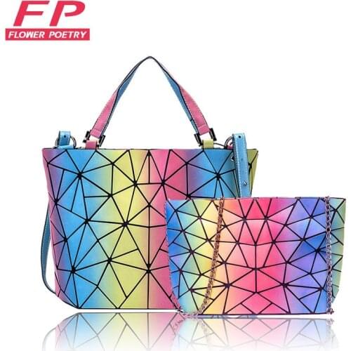 Women Handbag Luxury Messenger Shoulder Bag Set Geometric Luminous Bag Tote Crossbody Bag Female Handbag And Purse For Girl 2021
