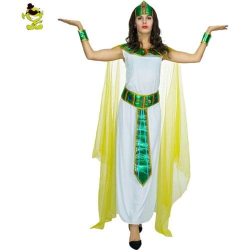 Adults Women Green Cleopatra Costume Halloween Cosplay Girls Egyptian Pharaoh Princess Queen Fancy Dress for Female