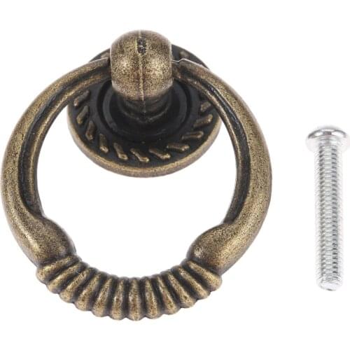 1Pcs Antique Bronze Furniture Cabinet Knobs and Handles Kitchen Drawer Cupboard Ring Pull Handles Furniture Fittings 43x37mm