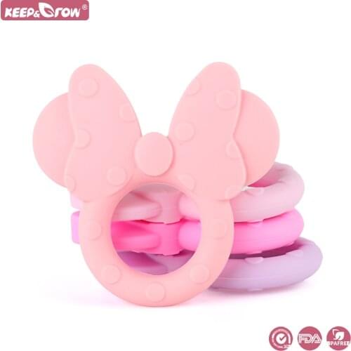 Keep&Grow 1pc Silicone Baby Teether Minnie Animal Food Grade Silicone Teething Toys DIY Necklace Making Oral Care Teether Gift