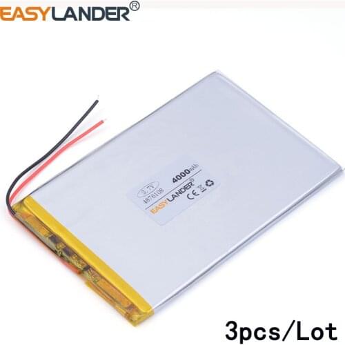 3pcs/Lot 3.7V 4000MA 4876108 lithium Li ion polymer rechargeable battery for tablet PC battery e-book video game IPAQ MID