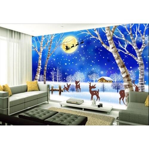 3d photo wallpaper custom mural Christmas tree snow children room background wall home decor wallpaper for walls 3 d