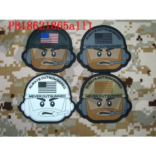 3D PVC patch Always Outnumbered Never Outgunned Tactical military morale Rubber patch