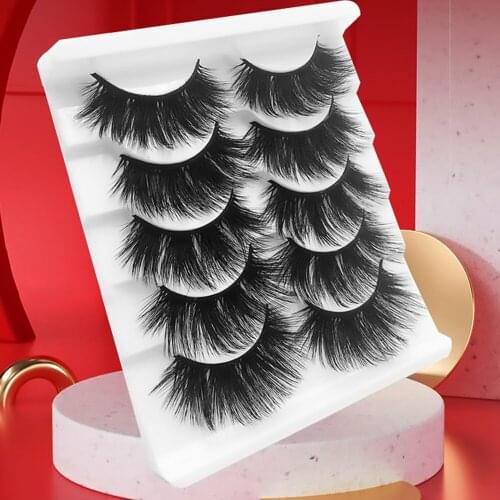 5 Pairs False Eyelashes 3D Mink Thick Lashes 22mm Fake Lashes Fluffy Long Handmade False Eyelash