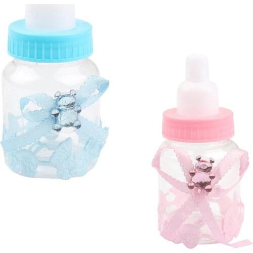 50pcs/lot Baby Bottle Candy Box Party Supplies Baby Feeding Bottle Wedding Favors and Gifts Box Baby Shower Baptism Decoration